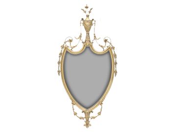 Vintage English Adams Style Shield Shaped Gold Leaf Mirror