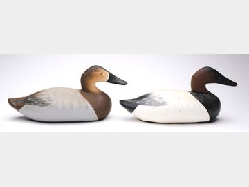 Pair of hollow iron canvasbacks, Charlie Joiner, Chestertown, Maryland.