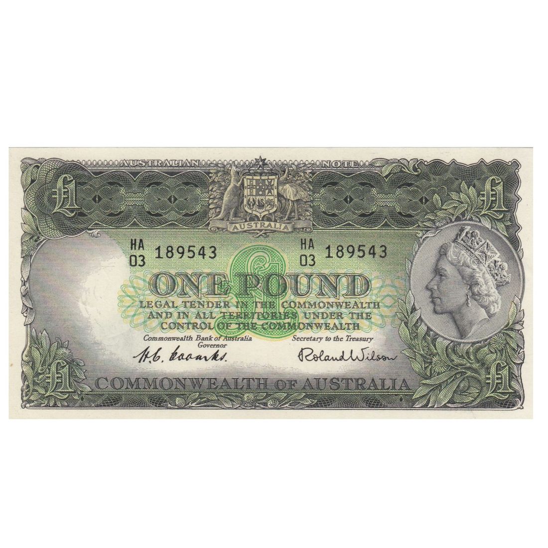 Australia 'Coombs - Wilson' Commonwealth £1 (1953), Uncirculated OPQ