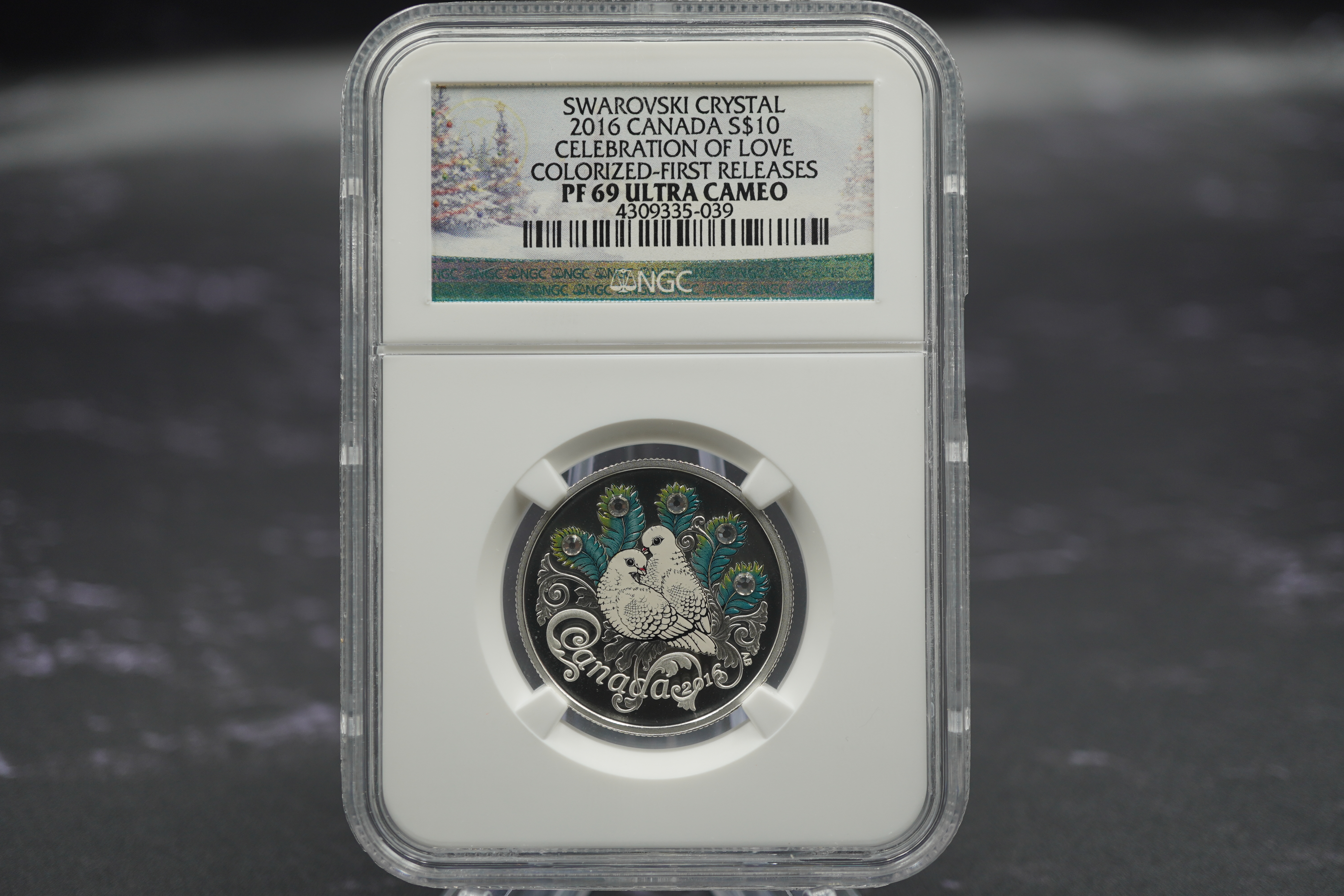 ★NGC★最高鑑定★2016 PF70 UC カナダ 銀貨10ドルスワロフスキー 2016 Canada Silver $10 Celebration of Love Swarovski Crystal