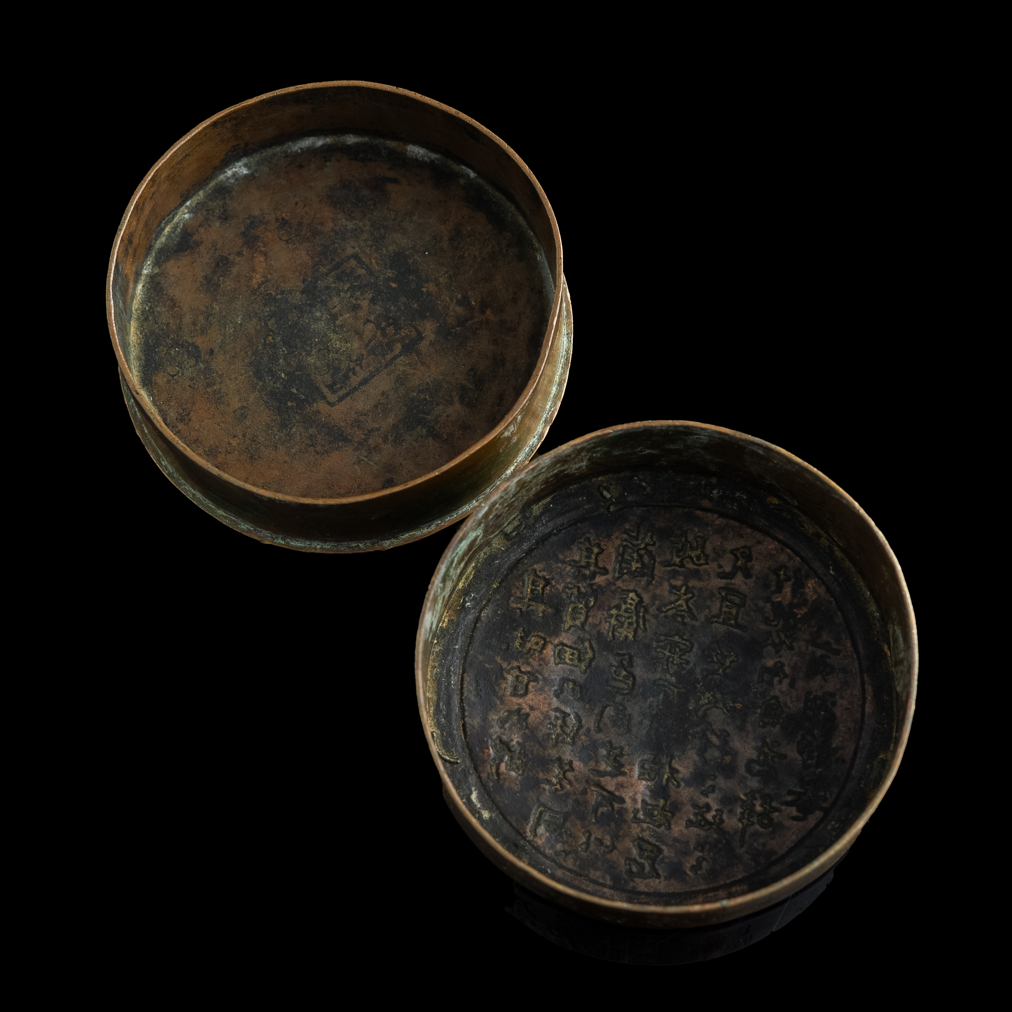 十九世紀銅詩文墨水匣A Chinese copper scholar's box with