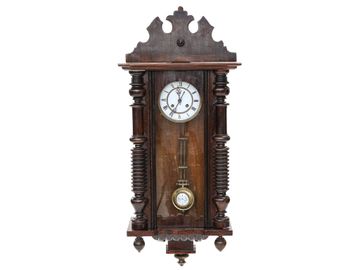 Late 19th C. Mahogany German Vienna Regulator Style Wall Clock