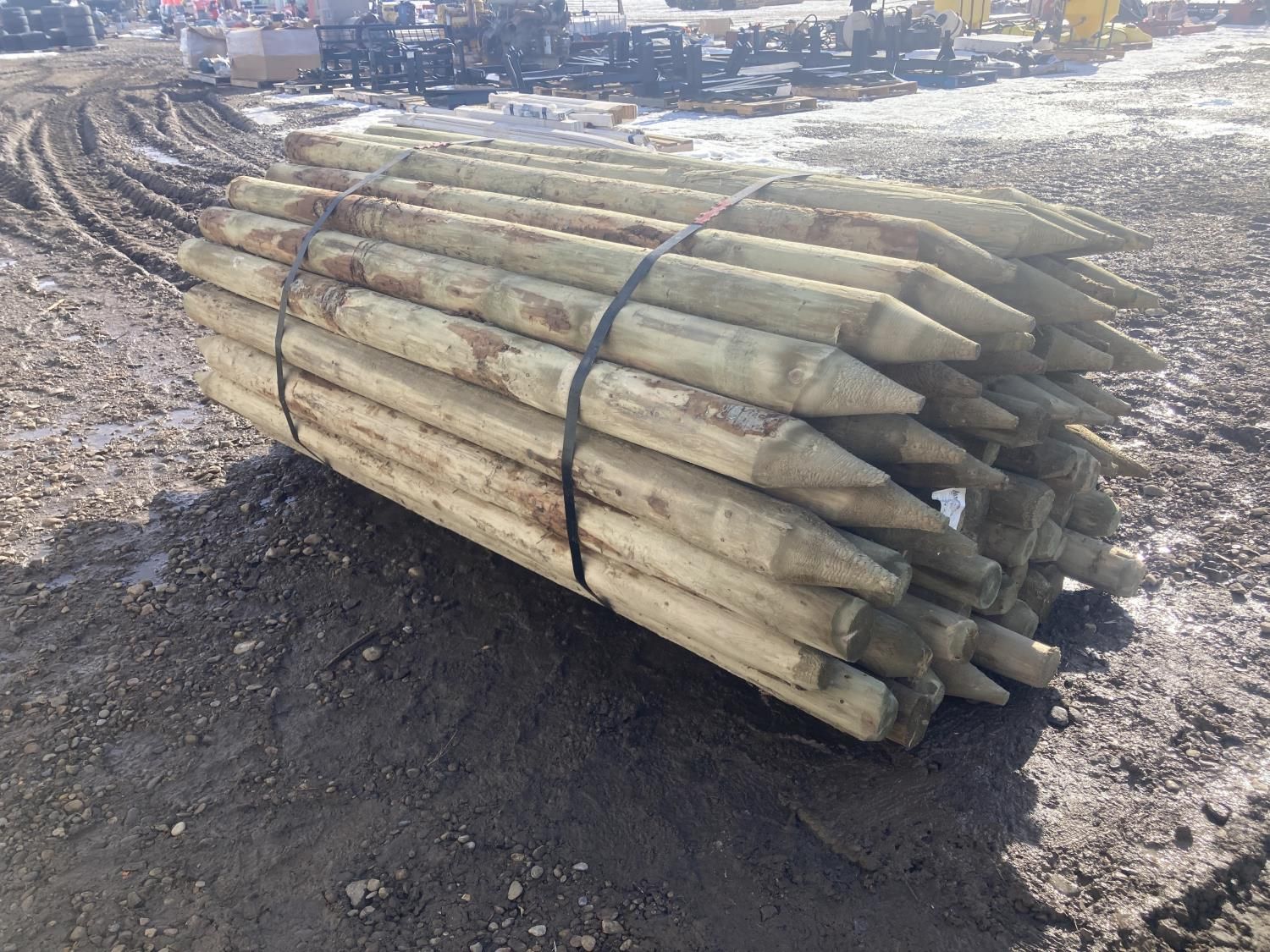 (70) 4 - 5 Inch X 8 Ft Treated Fence Posts (Unused) [24CA03993-033 ...