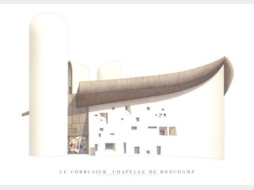 Le Corbusier - Chapelle de Ronchamp - Offset Lithograph 19.75" x 27.5"