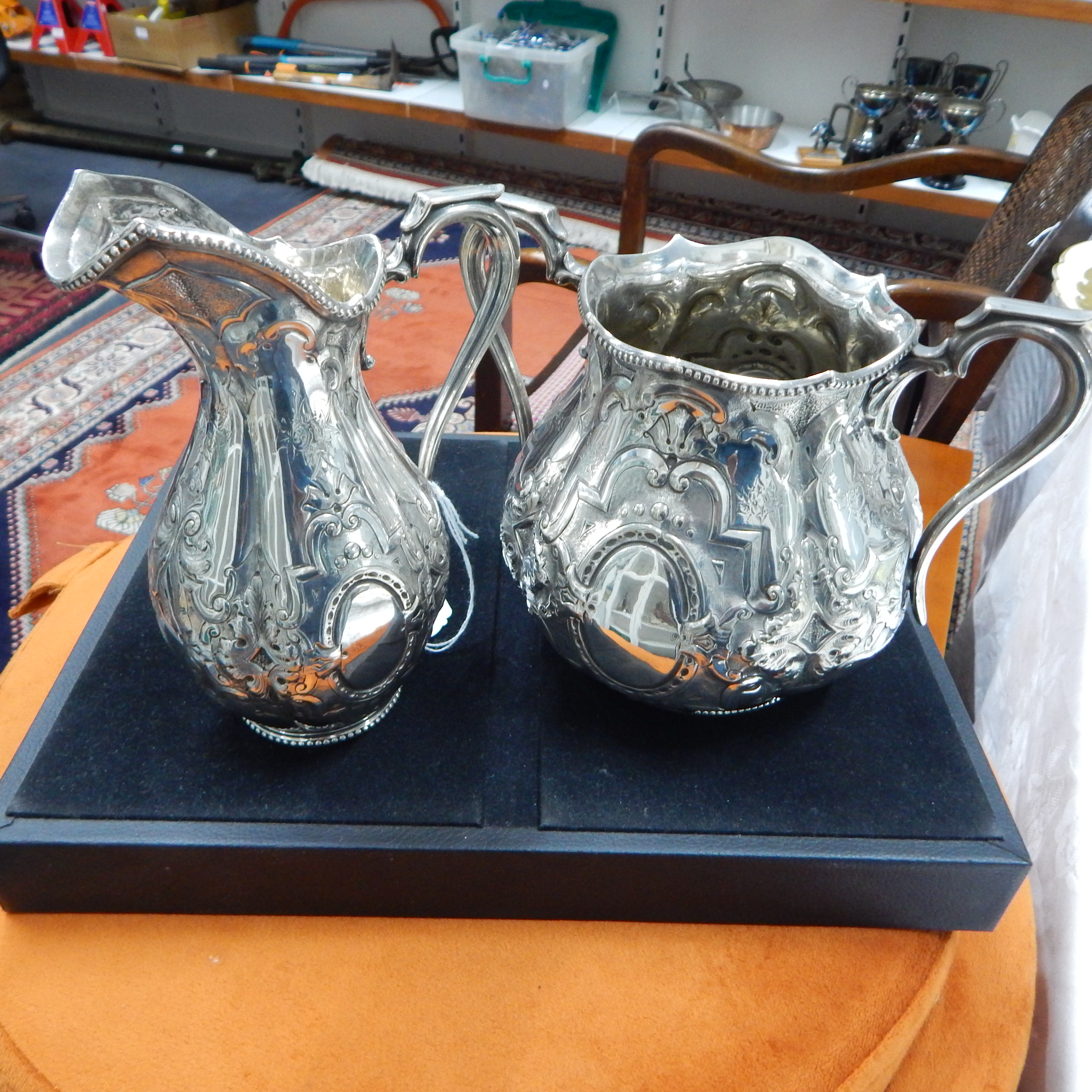 c1880 Siver plated Creamer and Sugar Basin — sold at auction in New Zealand for $35