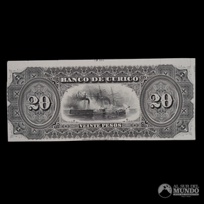 Chile, Banco de Curico. Prueba de reverso de 20 Pesos. S/F.