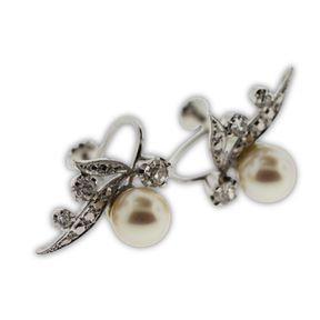 Pearl and Diamond Earrings in 9ct White Gold