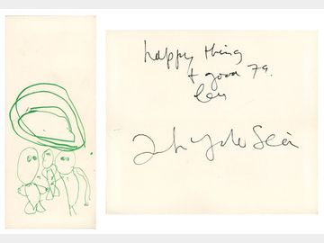 Beatles: John Lennon 1978 Signed Christmas Card with Sean Lennon Artwork (Tracks COA)