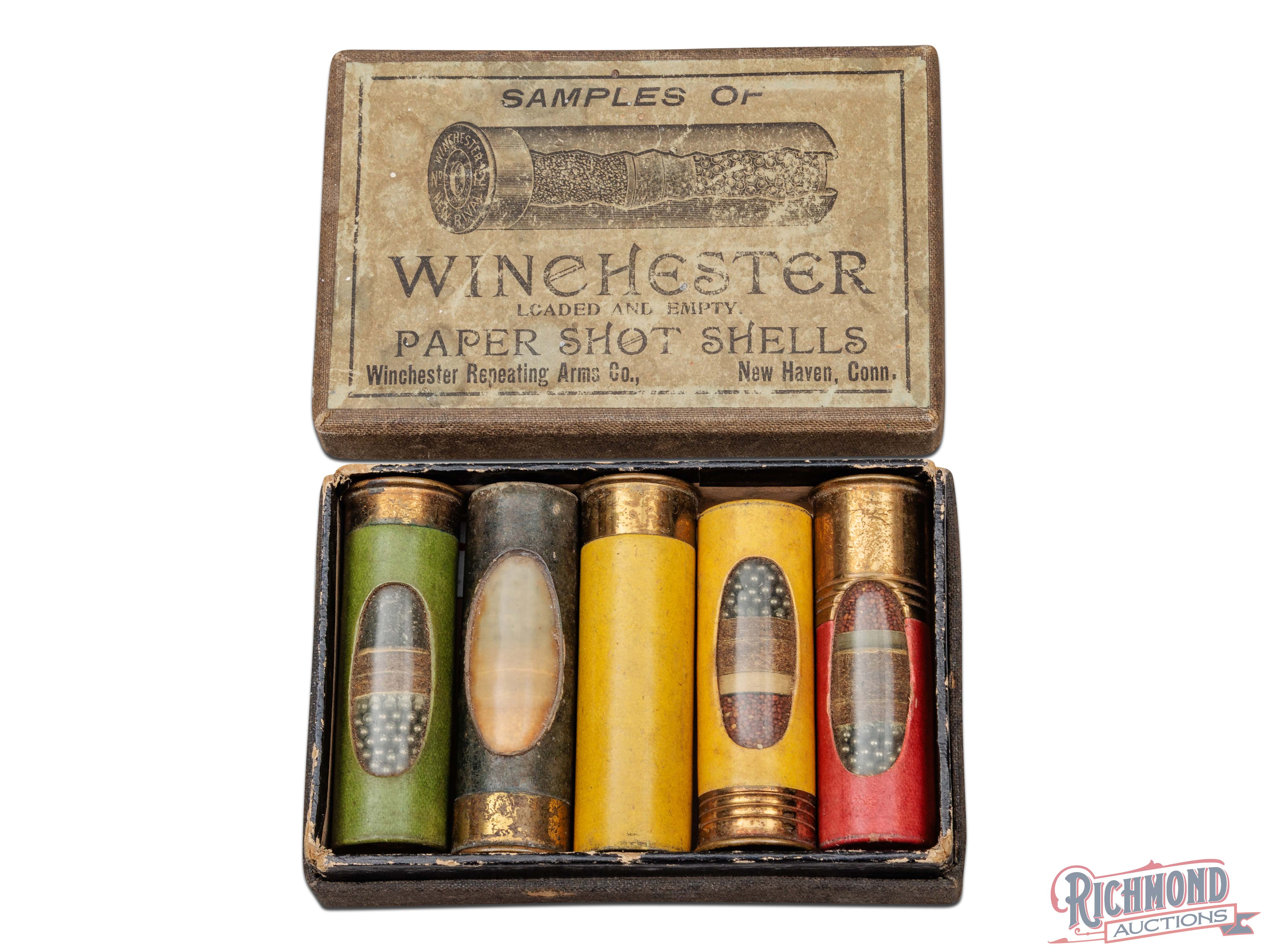 Shell Shot Samples Complete Winchester Sample Paper Shot Shell Salesman Set in Factory Box ...