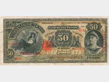 M301ya – 50 Pesos El Banco Nacional de México, 1902. VG.