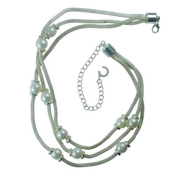 Costume Silver-plate & Faux Pearl Necklace