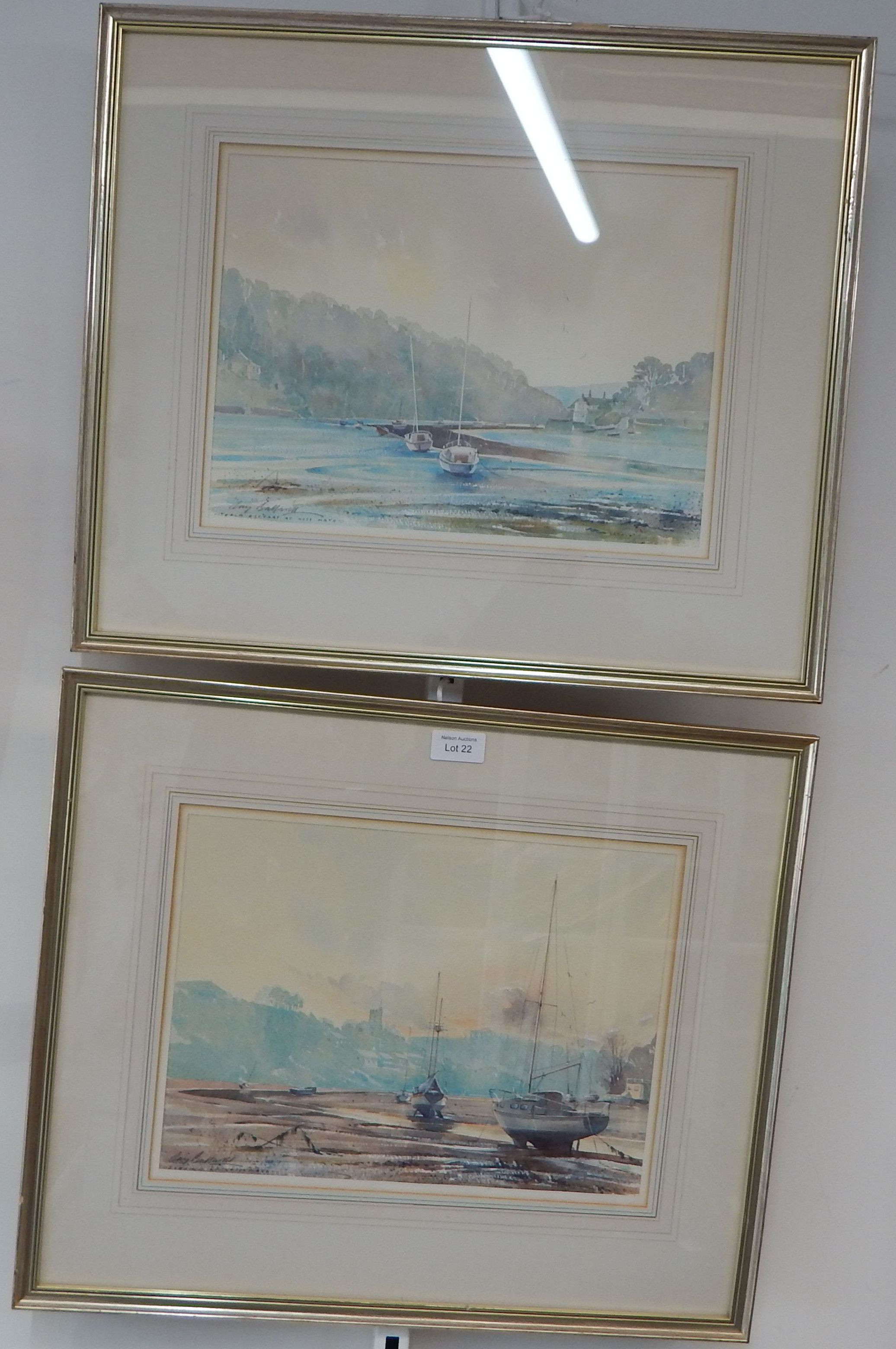 Ray Balkwill 1980s 2 x coastal marine original watercolours — sold at auction in New Zealand for $40