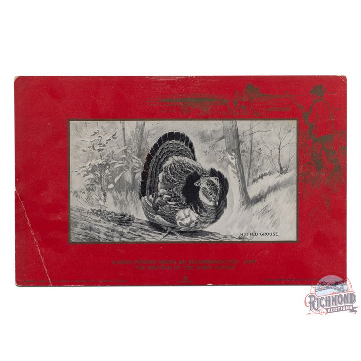 Dupont Smokeless Gun Powder Lithograph Advertising Poster "Ruffed Grouse"