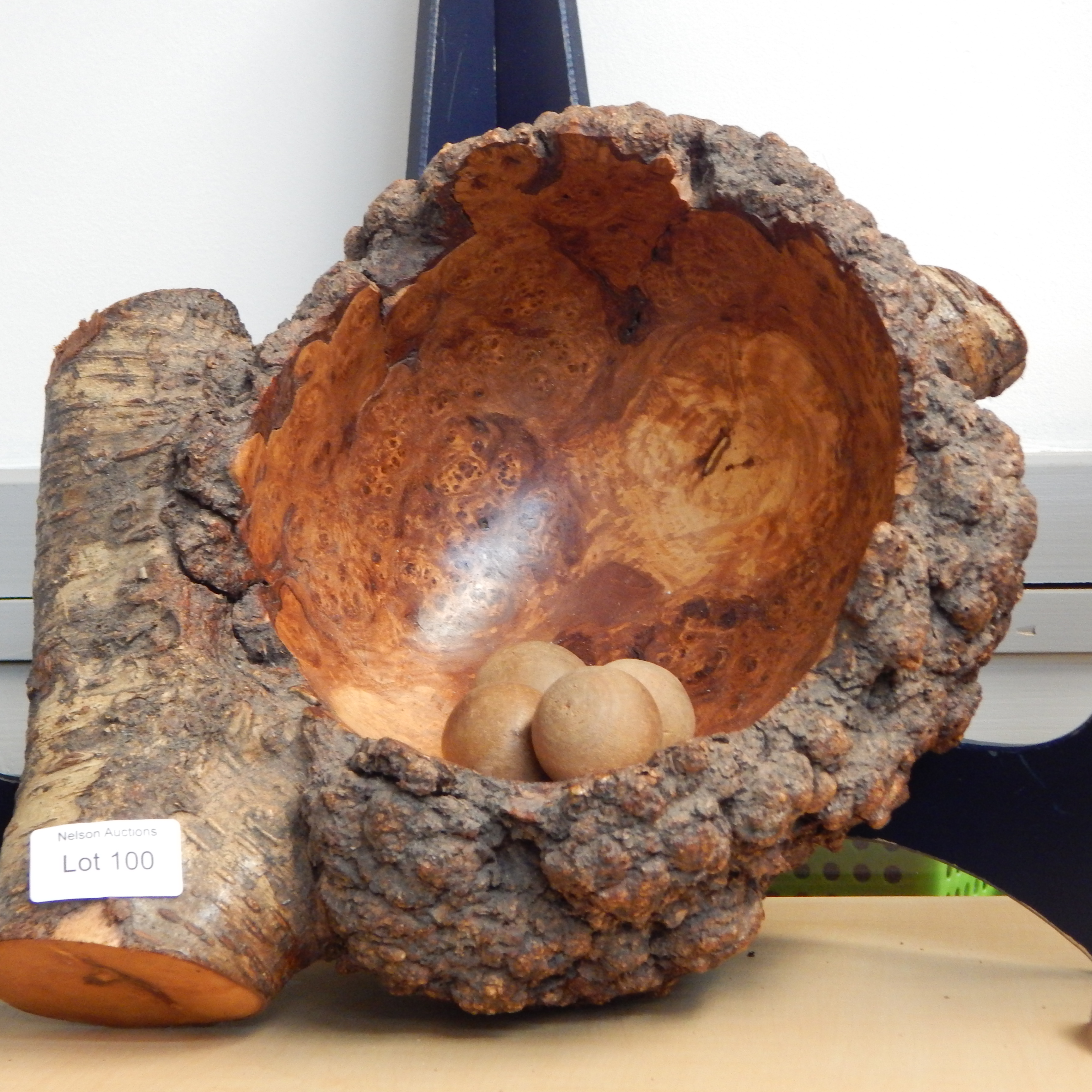 Rustic hand carved wooden wooden burl + balls — sold at auction in New Zealand for $25