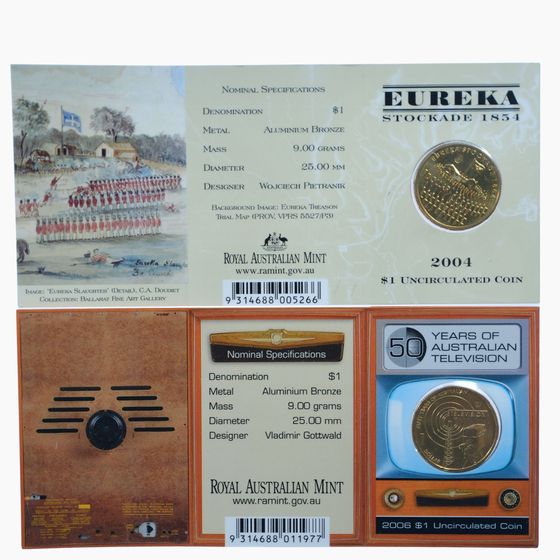 Australia 2004 and 2006 Al-Br Dollar Coins (2)