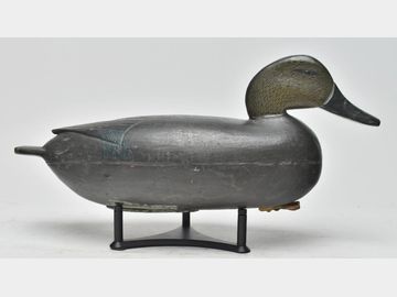 Hollow carved black duck, John English, Florence, New Jersey, circa 1890.