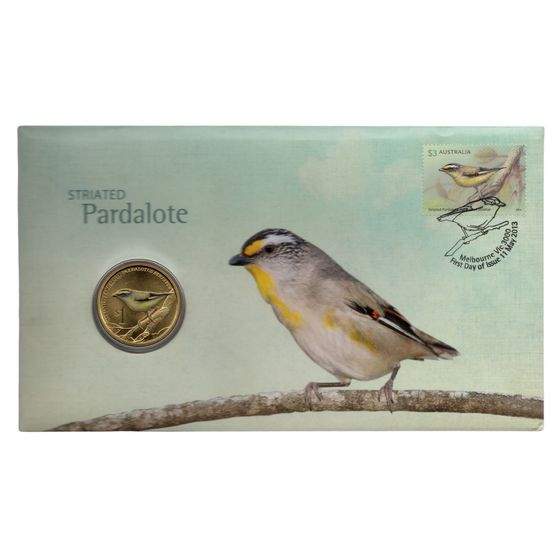 Tuvalu 2013 $1 (Coloured) Striated Pardalote Stamp and Coin Cover