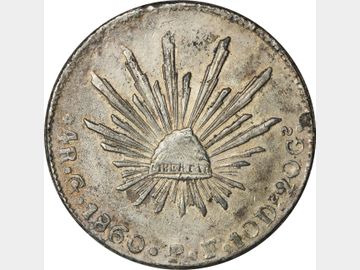 KM# SIMIL 375.4 – 4 Reales 1860 Guanajuato Go PF. XF.