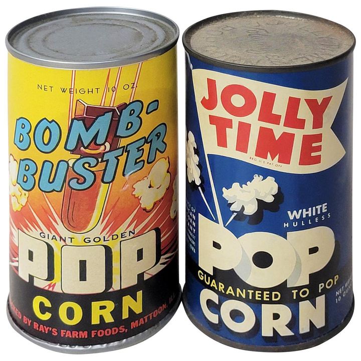 Bomb-Buster & Jolly Time Popcorn Metal Cans
